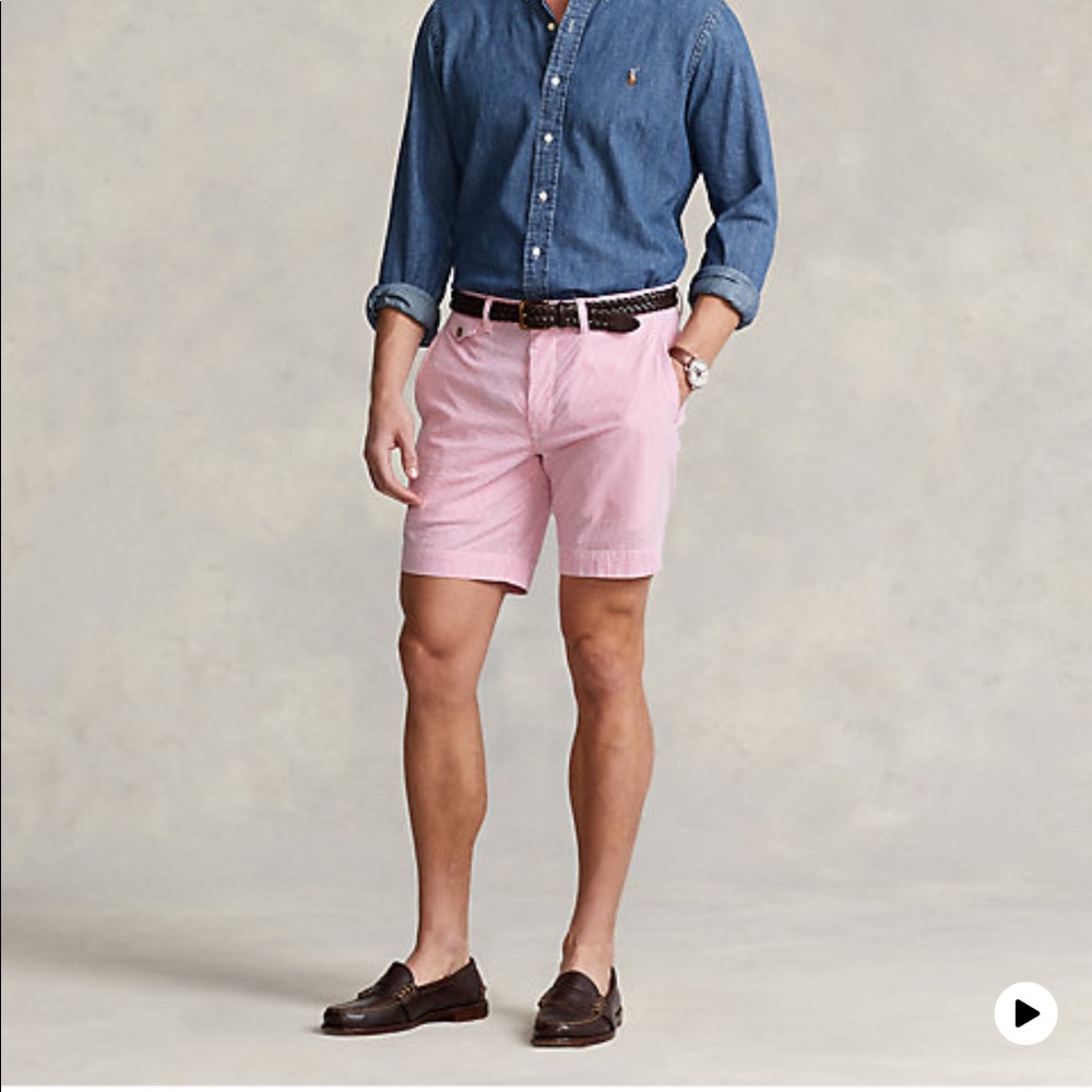 Ralph Lauren Polo pink gingham golf classic fit 9” shorts size 36